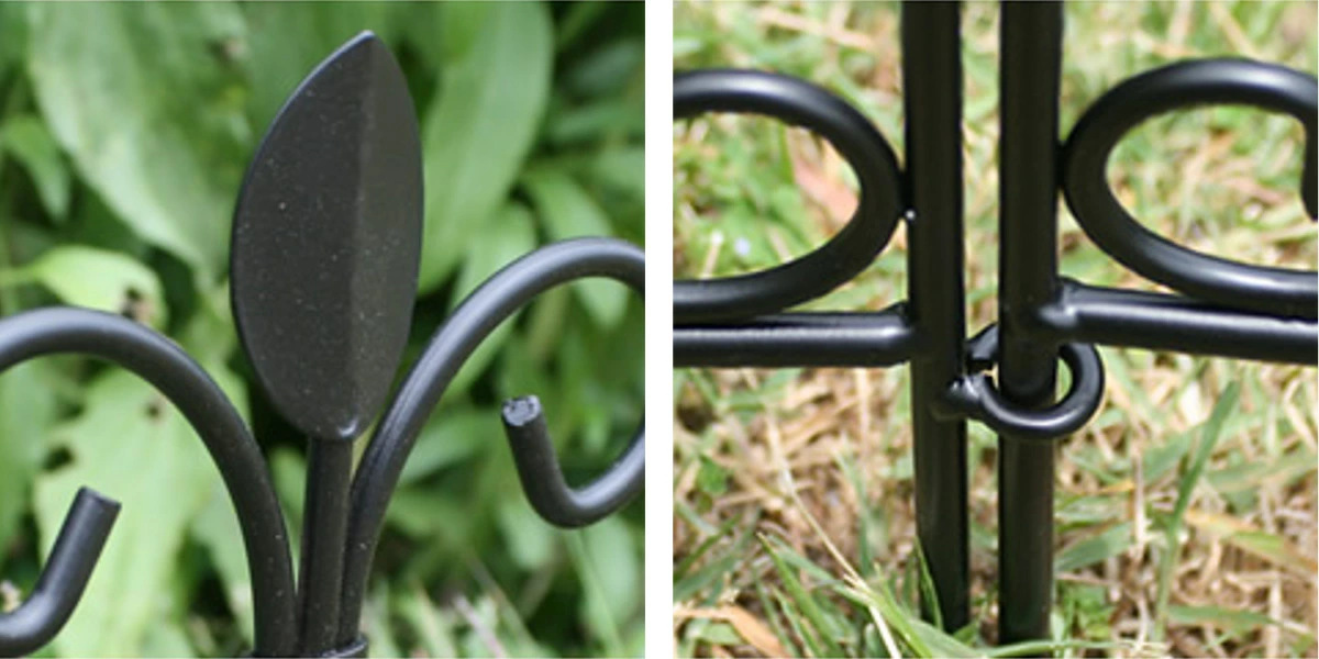 フェンス アイアンミニフェンス リーフ 幅47cm ( ガーデンフェンス アイアン 柵 園芸 エクステリア 雑貨 ミニ 花壇 庭 ベランダ バルコニー ガーデニング アイアンガーデンフェンス トレリス ) 【ブラック】 ブラック