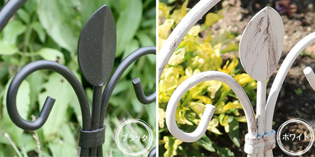 フェンス アイアンミニフェンス リーフ 幅47cm ( ガーデンフェンス アイアン 柵 園芸 エクステリア 雑貨 ミニ 花壇 庭 ベランダ バルコニー ガーデニング アイアンガーデンフェンス トレリス ) 【ブラック】 ブラック