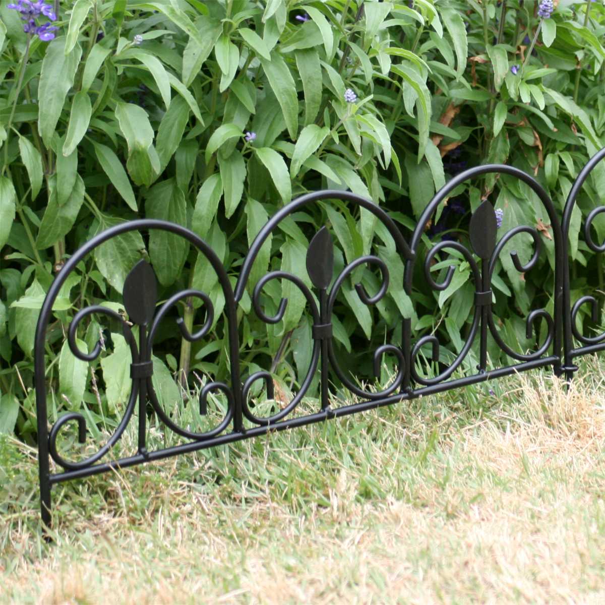 フェンス アイアンミニフェンス リーフ 幅47cm ( ガーデンフェンス アイアン 柵 園芸 エクステリア 雑貨 ミニ 花壇 庭 ベランダ バルコニー ガーデニング アイアンガーデンフェンス トレリス ) 【ブラック】 ブラック
