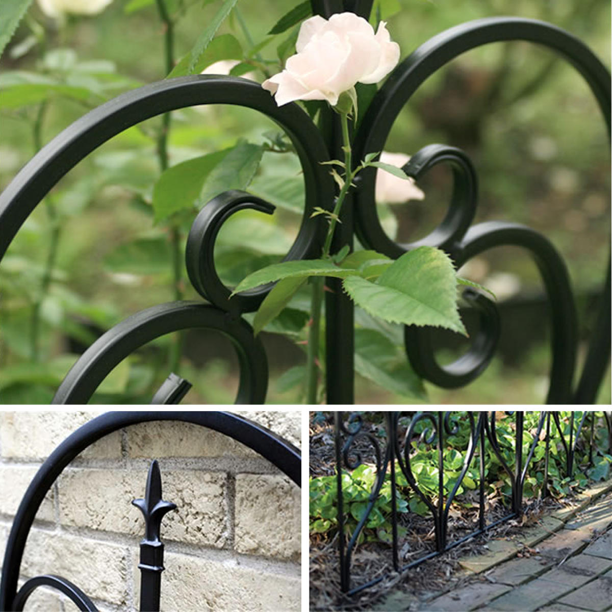 フェンス アイアンエッジ フィニアル 幅61.5cm ( ガーデンフェンス アイアン 柵 園芸 エクステリア 雑貨 花壇 庭 ベランダ バルコニー ガーデニング アイアンガーデンフェンス トレリス ) 【ブラック】 ブラック