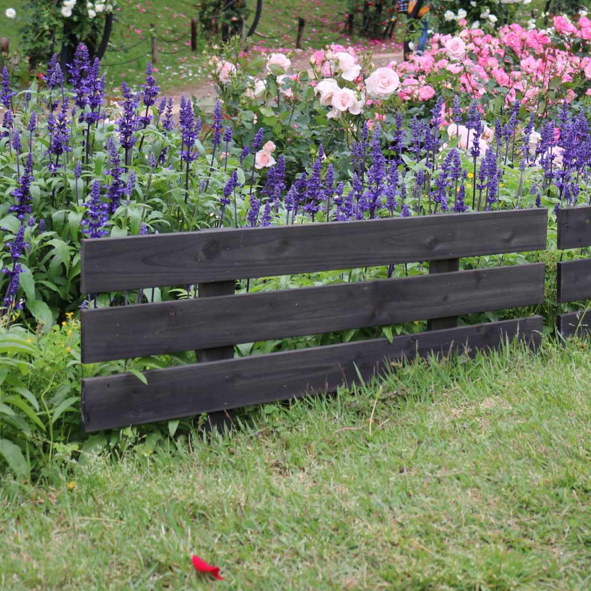 フェンス 天然 木製 スティックフェンス ボーダー 幅80cm ( ガーデンフェンス 天然木 柵 園芸 エクステリア 雑貨 花壇 庭 ベランダ バルコニー ガーデニング 木製ガーデンフェンス トレリス ) 【ダークブラウン】 ダークブラウン