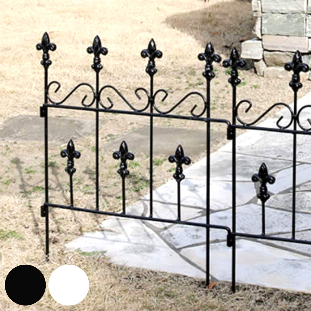 フェンス オールドシャトーフェンス スティックタイプ 幅39cm （ ガーデンフェンス アイアン 柵 園芸 エクステリア 雑貨 花壇 庭 ベランダ バルコニー ガーデニング アイアンガーデンフェンス トレリス ） 【ブラック】