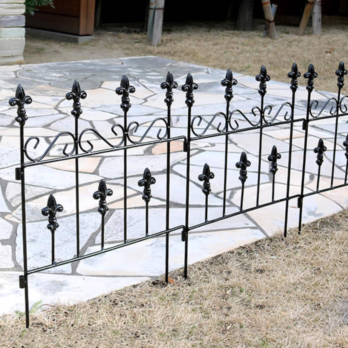 フェンス オールドシャトーフェンス スティックタイプ 幅39cm ( ガーデンフェンス アイアン 柵 園芸 エクステリア 雑貨 花壇 庭 ベランダ バルコニー ガーデニング アイアンガーデンフェンス トレリス ) 【ブラック】 ブラック
