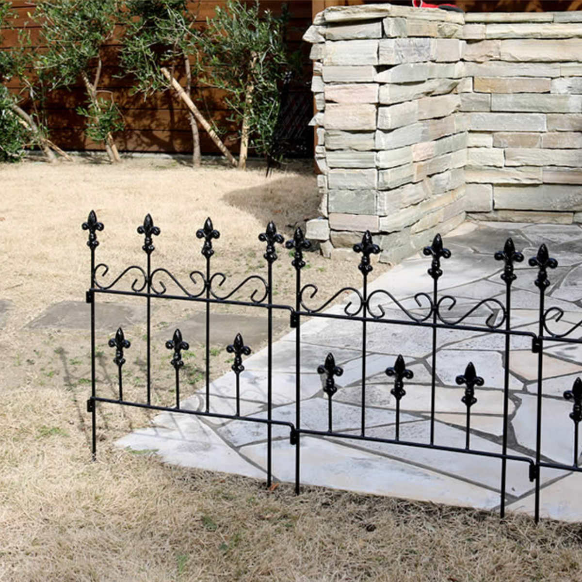 フェンス オールドシャトーフェンス スティックタイプ 幅39cm ( ガーデンフェンス アイアン 柵 園芸 エクステリア 雑貨 花壇 庭 ベランダ バルコニー ガーデニング アイアンガーデンフェンス トレリス ) 【ブラック】 ブラック