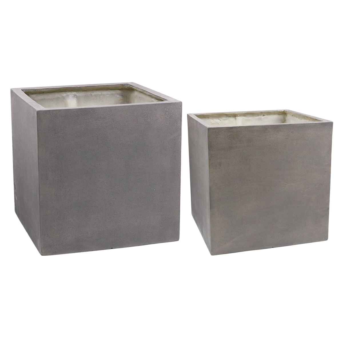 プランター グリッテ 石調FRPプランター 幅40cm 幅50cm 角型 大小2個セット ( プランターカバー スクエア 植木鉢 鉢 底穴 屋外 外 家庭菜園 寄せ植え ポット 鉢カバー 鉢植え 屋内 丸型 円型 大型プランター 水抜き穴 ) 【ホワイト】 ホワイト