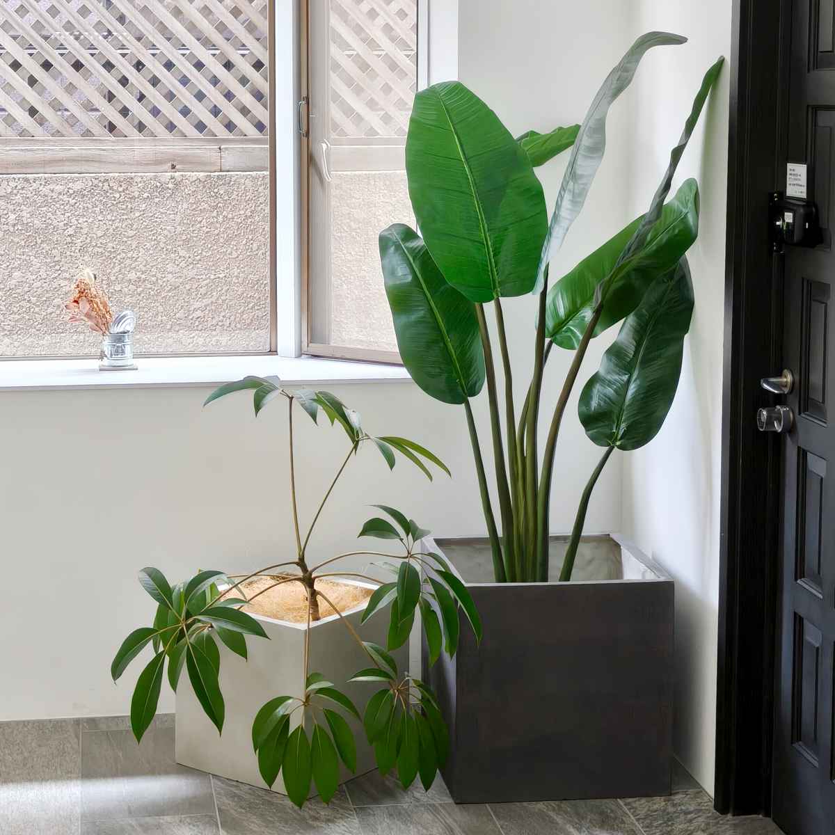 プランター グリッテ 石調FRPプランター 幅40cm 幅50cm 角型 大小2個セット ( プランターカバー スクエア 植木鉢 鉢 底穴 屋外 外 家庭菜園 寄せ植え ポット 鉢カバー 鉢植え 屋内 丸型 円型 大型プランター 水抜き穴 ) 【ホワイト】 ホワイト