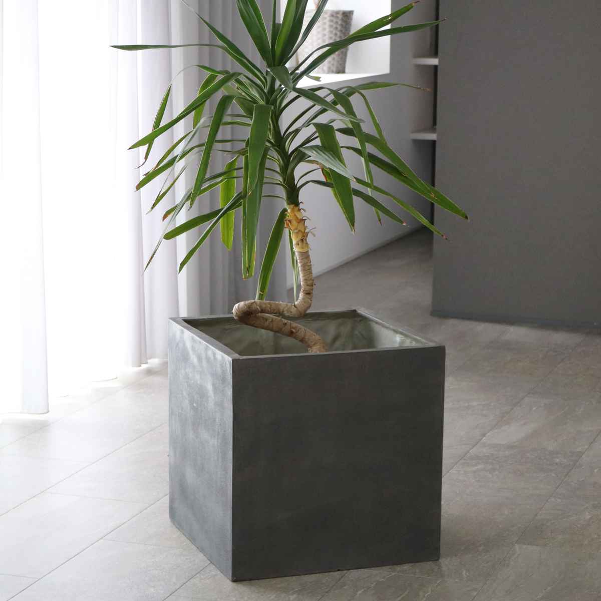 プランター グリッテ 石調FRPプランター 幅40cm 幅50cm 角型 大小2個セット ( プランターカバー スクエア 植木鉢 鉢 底穴 屋外 外 家庭菜園 寄せ植え ポット 鉢カバー 鉢植え 屋内 丸型 円型 大型プランター 水抜き穴 ) 【ホワイト】 ホワイト