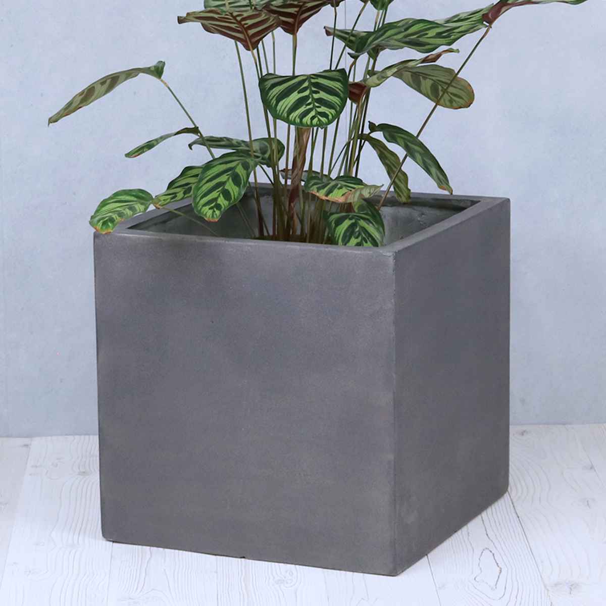 プランター グリッテ 石調FRPプランター 幅40cm 幅50cm 角型 大小2個セット ( プランターカバー スクエア 植木鉢 鉢 底穴 屋外 外 家庭菜園 寄せ植え ポット 鉢カバー 鉢植え 屋内 丸型 円型 大型プランター 水抜き穴 ) 【ホワイト】 ホワイト