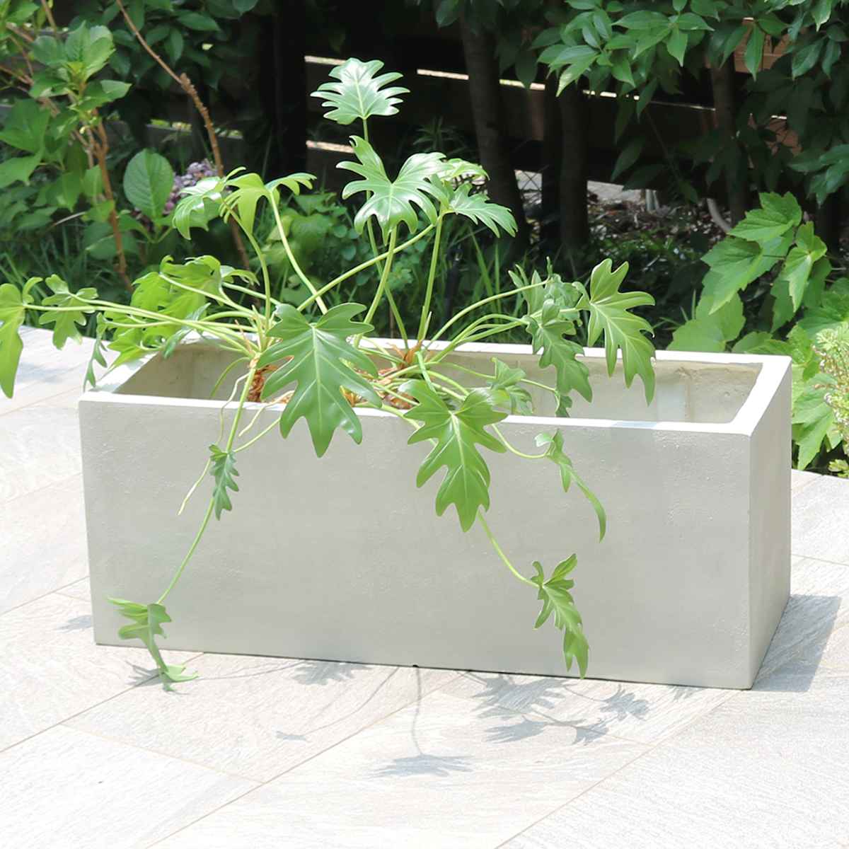 プランター グリッテ 石調FRPプランター 幅80cm 長角 ( プランターカバー スクエア 植木鉢 鉢 底穴 屋外 外 家庭菜園 寄せ植え おしゃれ ポット 鉢カバー 鉢植え 屋内 丸型 円型 大型プランター 水抜き穴 大型 花 ) 【グレー】 グレー