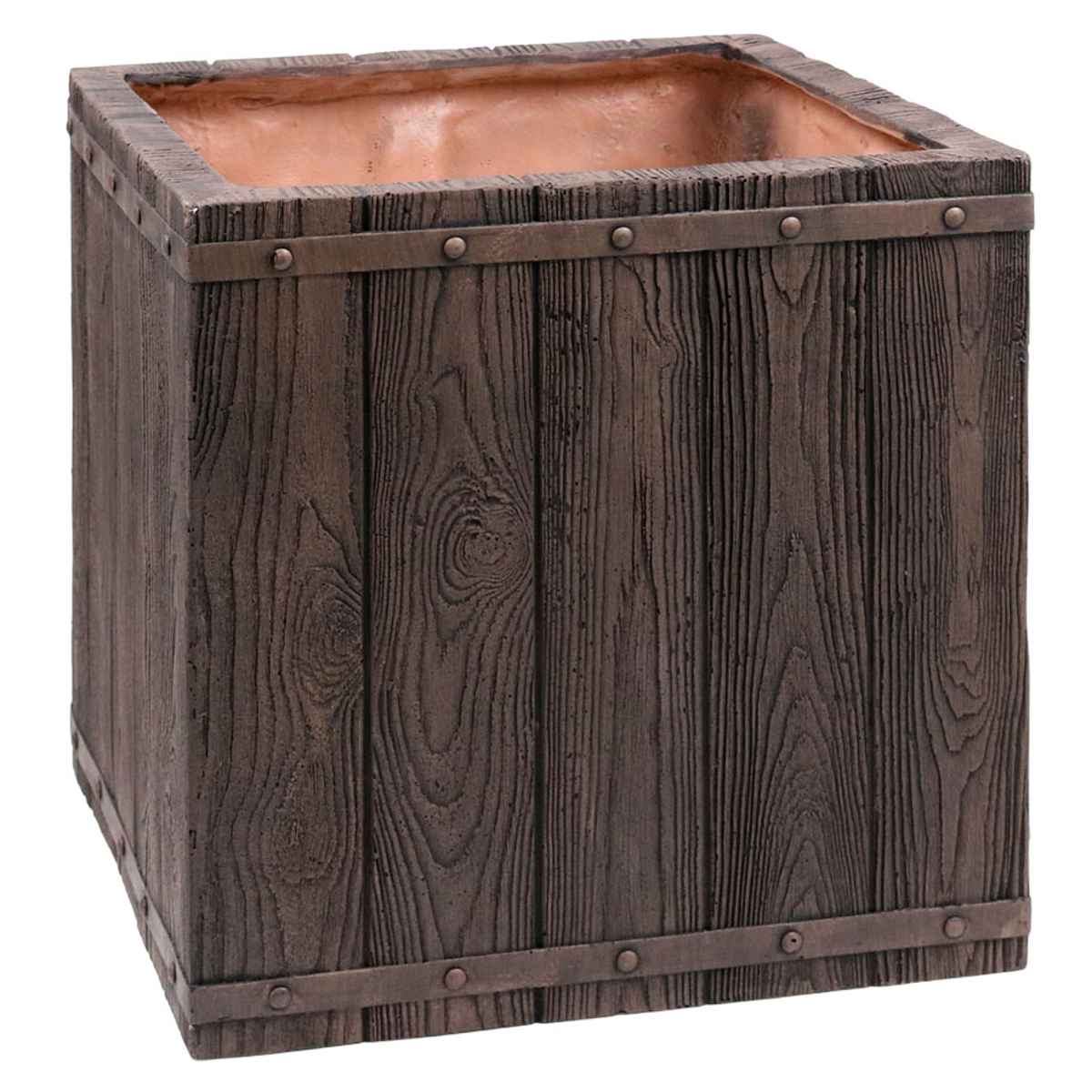 プランター ファーバー 木調FRPプランター 幅40cm 角型 ( プランターカバー ラウンド 植木鉢 鉢 底穴 屋外 外 家庭菜園 寄せ植え おしゃれ ポット 鉢カバー 鉢植え 屋内 正方形 大型プランター 水抜き穴 大型 花 ) 【ホワイト】 ホワイト