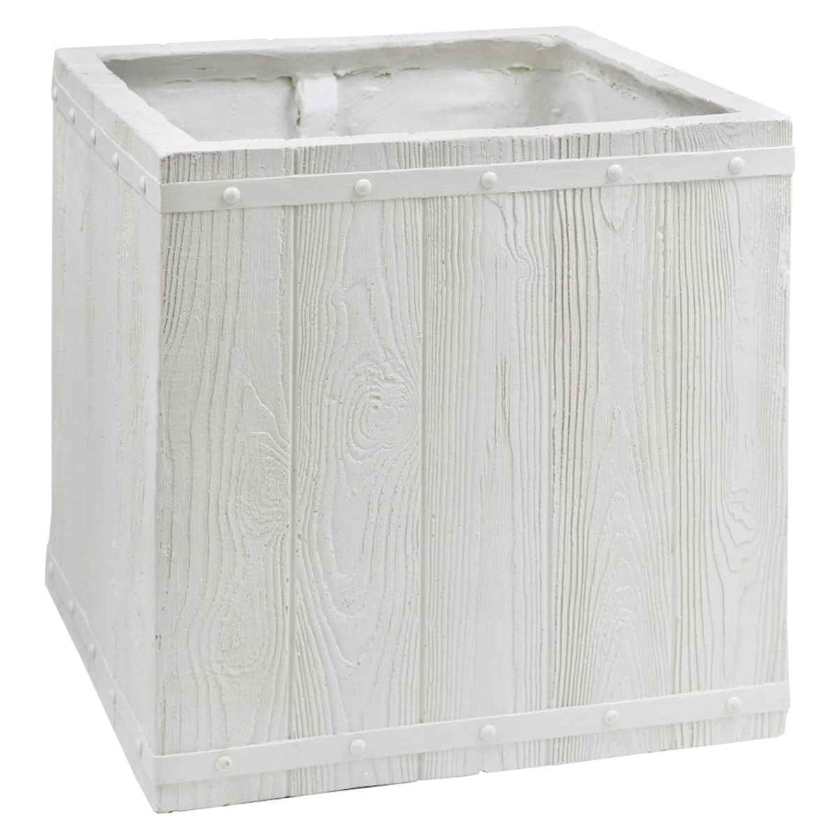 プランター ファーバー 木調FRPプランター 幅40cm 角型 ( プランターカバー ラウンド 植木鉢 鉢 底穴 屋外 外 家庭菜園 寄せ植え おしゃれ ポット 鉢カバー 鉢植え 屋内 正方形 大型プランター 水抜き穴 大型 花 ) 【ホワイト】 ホワイト