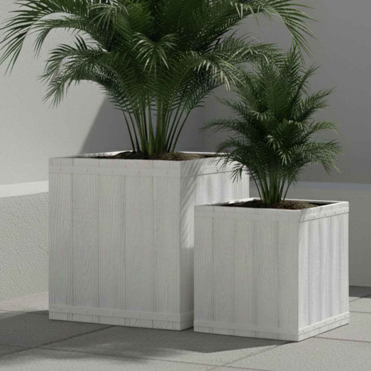 プランター ファーバー 木調FRPプランター 幅40cm 角型 ( プランターカバー ラウンド 植木鉢 鉢 底穴 屋外 外 家庭菜園 寄せ植え おしゃれ ポット 鉢カバー 鉢植え 屋内 正方形 大型プランター 水抜き穴 大型 花 ) 【ホワイト】 ホワイト