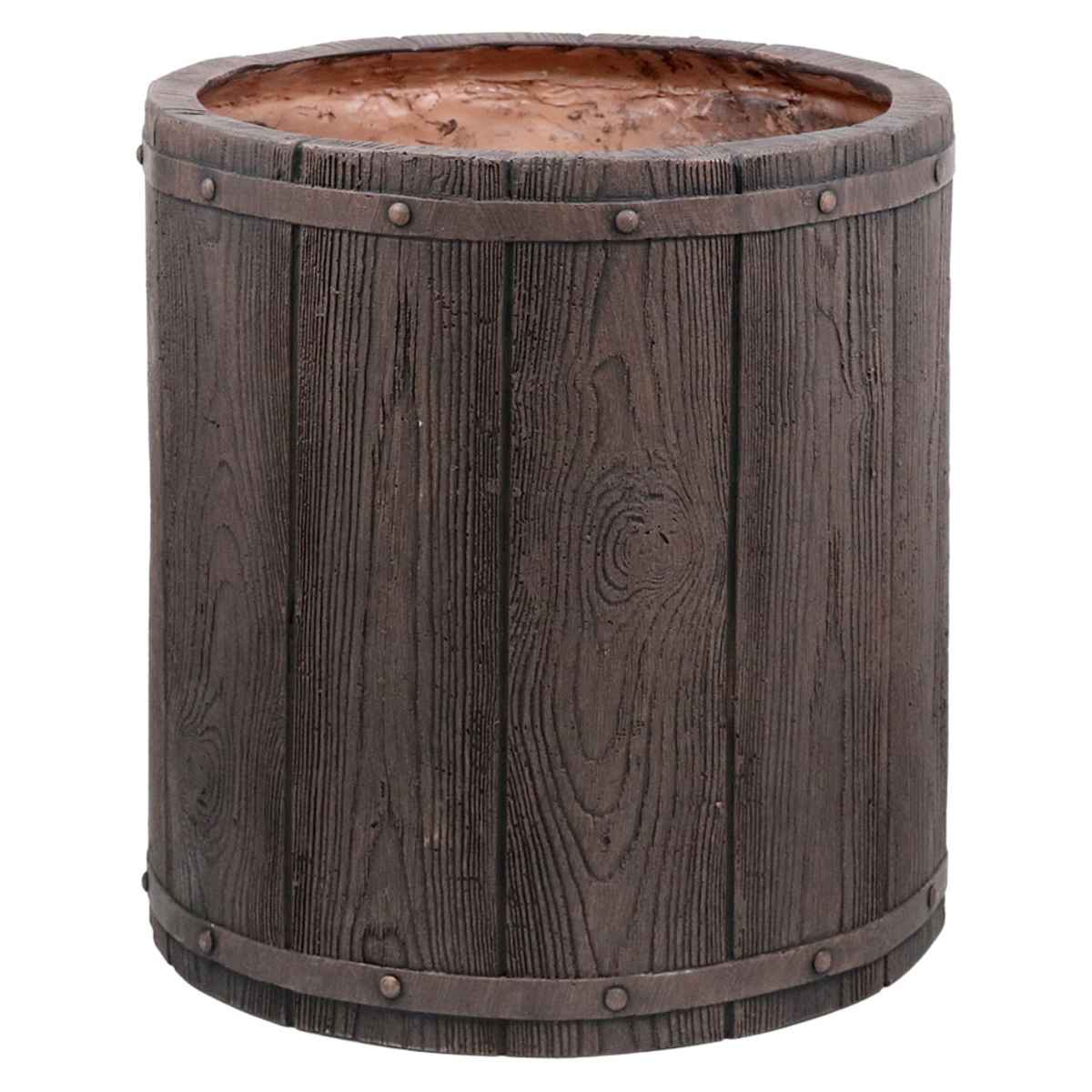 プランター ファーバー 木調FRPプランター 幅40cm 丸型 ( プランターカバー ラウンド 植木鉢 鉢 底穴 屋外 外 家庭菜園 寄せ植え おしゃれ ポット 鉢カバー 鉢植え 屋内 円形 大型プランター 水抜き穴 大型 花 ) 【ホワイト】 ホワイト