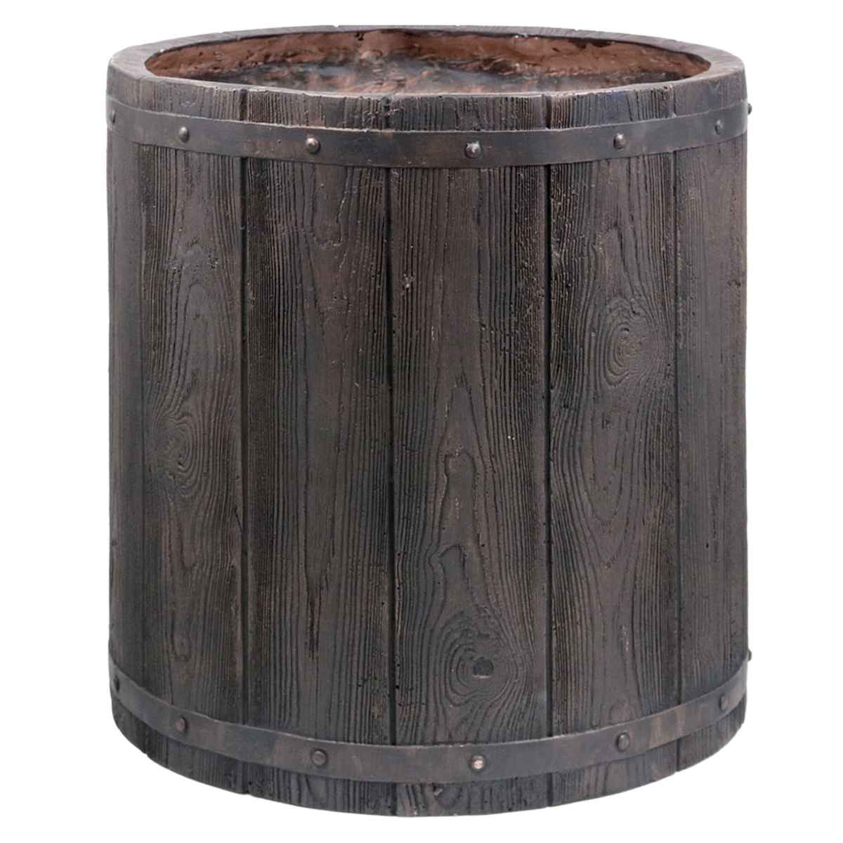 プランター ファーバー 木調FRPプランター 幅50cm 丸型 ( プランターカバー ラウンド 植木鉢 鉢 底穴 屋外 外 家庭菜園 寄せ植え おしゃれ ポット 鉢カバー 鉢植え 屋内 円形 大型プランター 水抜き穴 大型 花 ) 【ホワイト】 ホワイト