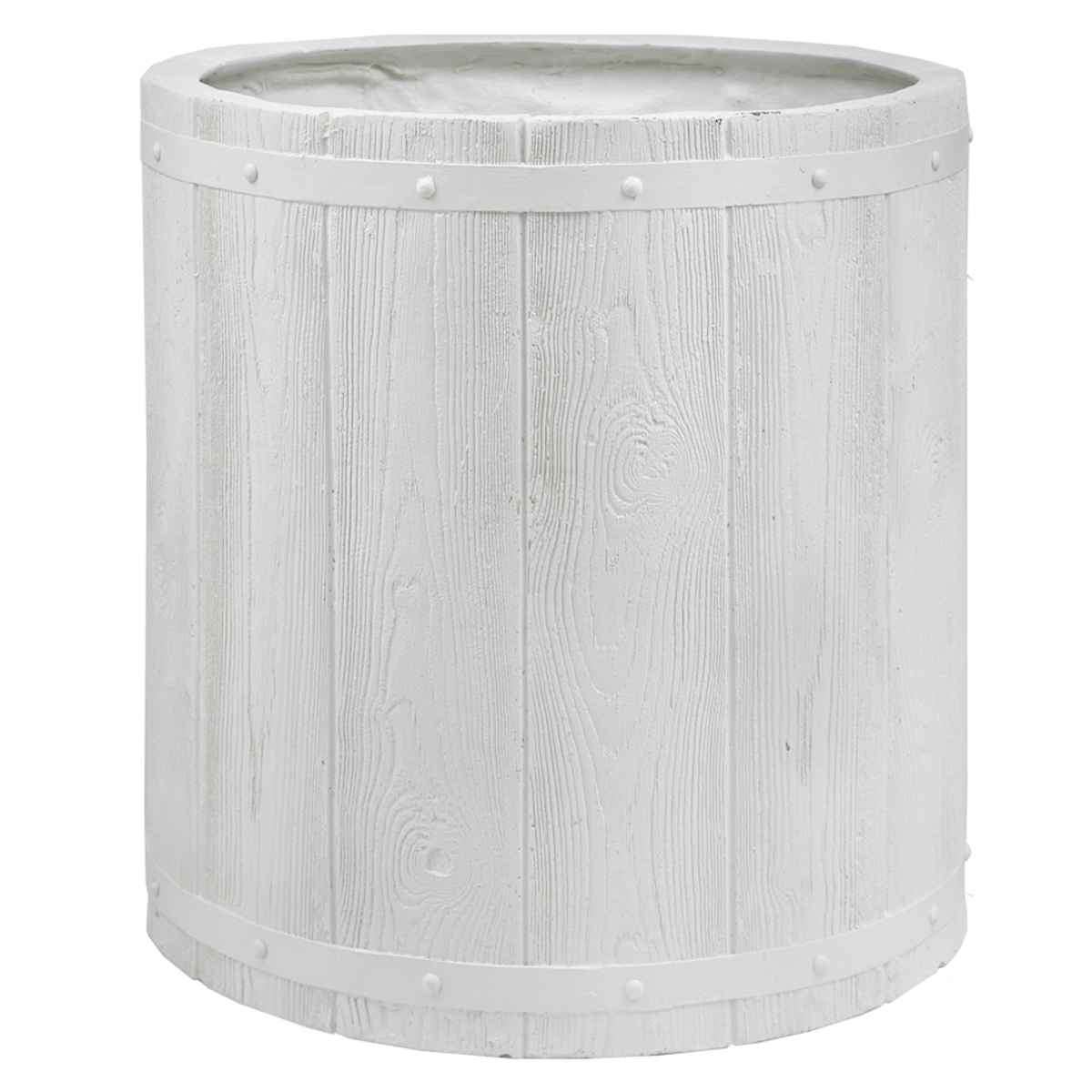 プランター ファーバー 木調FRPプランター 幅50cm 丸型 ( プランターカバー ラウンド 植木鉢 鉢 底穴 屋外 外 家庭菜園 寄せ植え おしゃれ ポット 鉢カバー 鉢植え 屋内 円形 大型プランター 水抜き穴 大型 花 ) 【ホワイト】 ホワイト