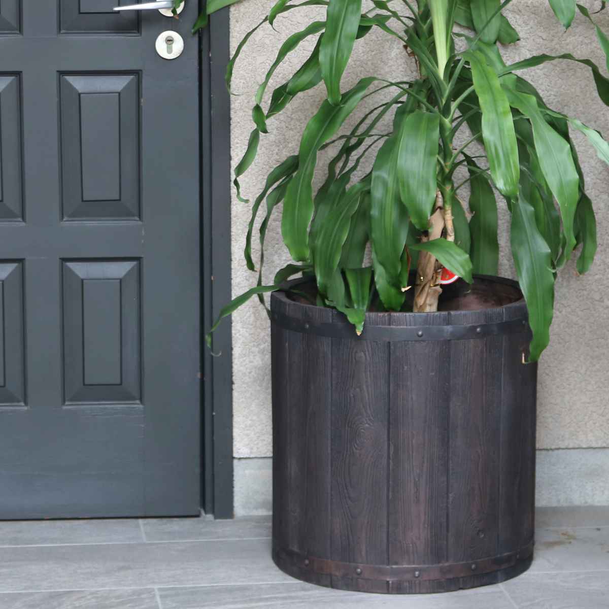 プランター ファーバー 木調FRPプランター 幅40cm 幅50cm 丸型 大小2個セット ( プランターカバー ラウンド 植木鉢 鉢 底穴 屋外 外 家庭菜園 寄せ植え ポット 鉢カバー 鉢植え 屋内 円形 大型プランター 水抜き穴 大型 花 ) 【ホワイト】 ホワイト