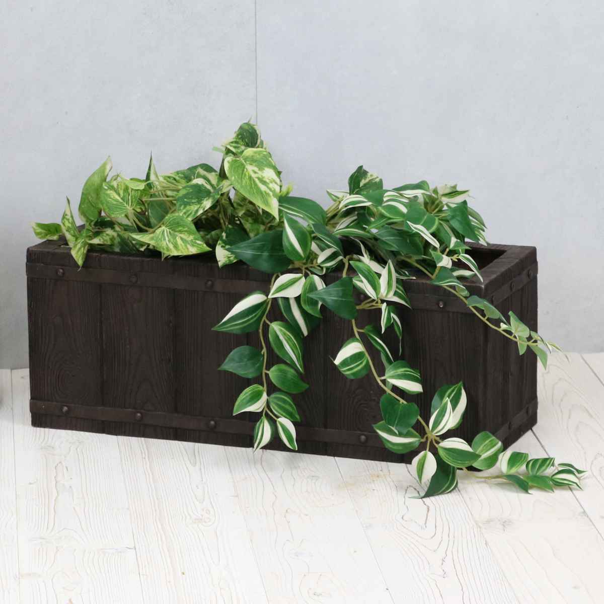 プランター ファーバー 木調FRPプランター 幅60cm 長角 ( プランターカバー ラウンド 植木鉢 鉢 底穴 屋外 外 家庭菜園 寄せ植え おしゃれ ポット 鉢カバー 鉢植え 屋内 角型 長方形 大型プランター 水抜き穴 大型 花 ) 【ホワイト】 ホワイト