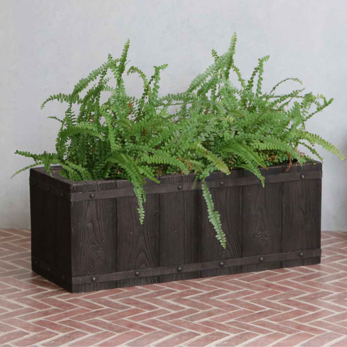 プランター ファーバー 木調FRPプランター 幅60cm 長角 ( プランターカバー ラウンド 植木鉢 鉢 底穴 屋外 外 家庭菜園 寄せ植え おしゃれ ポット 鉢カバー 鉢植え 屋内 角型 長方形 大型プランター 水抜き穴 大型 花 ) 【ホワイト】 ホワイト