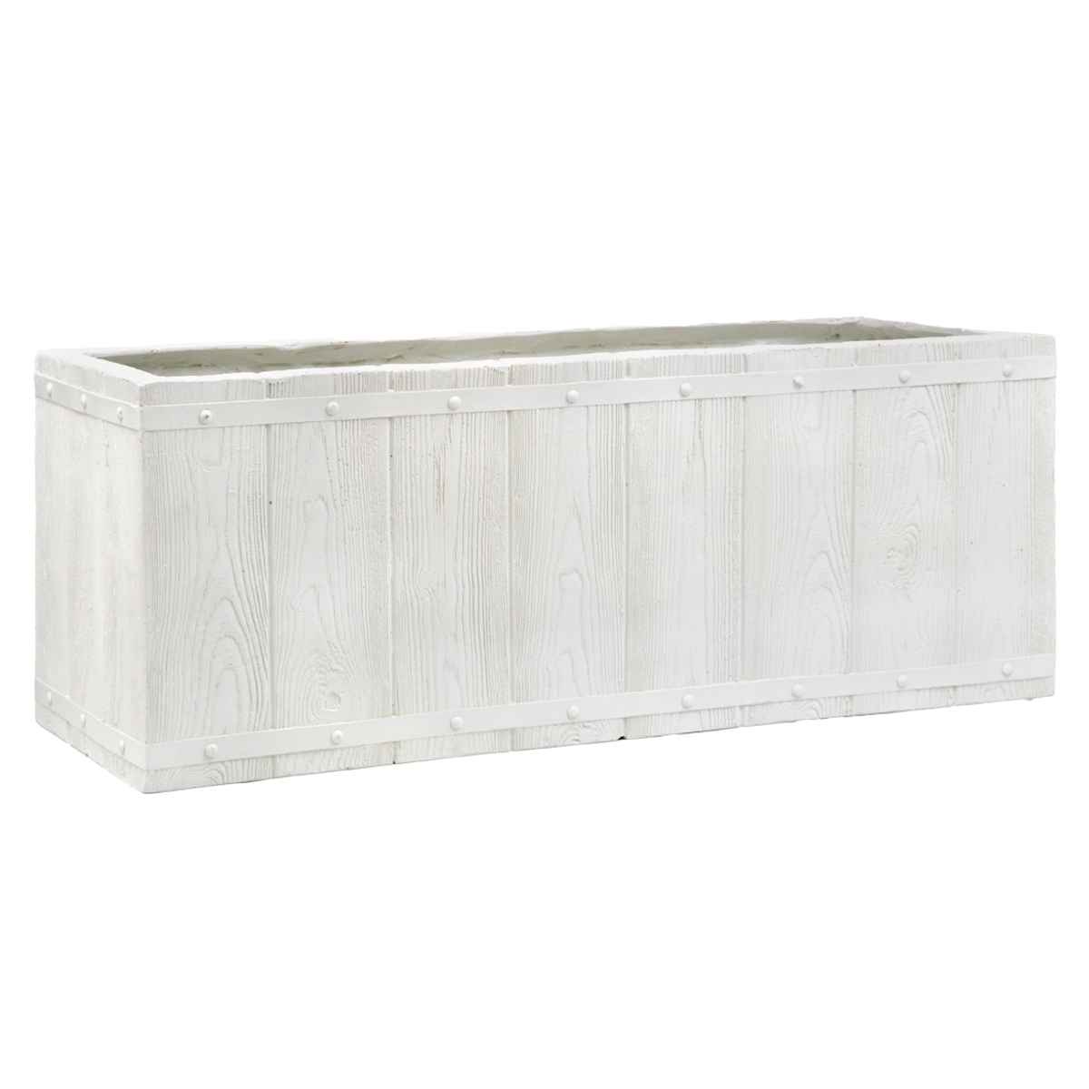 プランター ファーバー 木調FRPプランター 幅80cm 長角 ( プランターカバー ラウンド 植木鉢 鉢 底穴 屋外 外 家庭菜園 寄せ植え おしゃれ ポット 鉢カバー 鉢植え 屋内 角型 長方形 大型プランター 水抜き穴 大型 花 ) 【ホワイト】 ホワイト