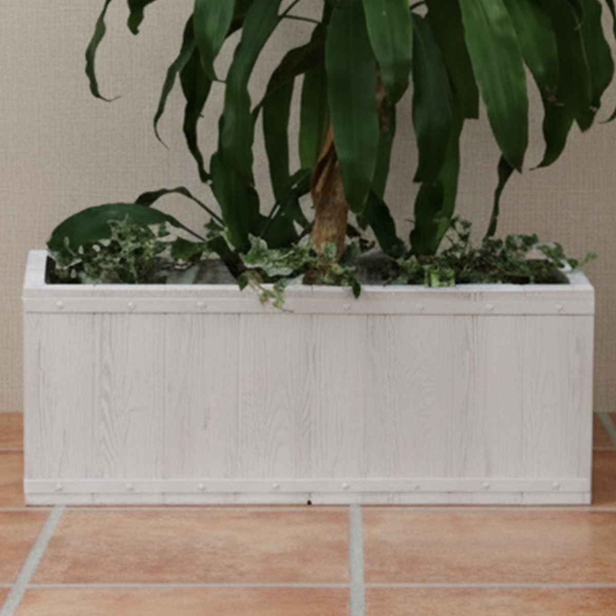 プランター ファーバー 木調FRPプランター 幅80cm 長角 ( プランターカバー ラウンド 植木鉢 鉢 底穴 屋外 外 家庭菜園 寄せ植え おしゃれ ポット 鉢カバー 鉢植え 屋内 角型 長方形 大型プランター 水抜き穴 大型 花 ) 【ホワイト】 ホワイト