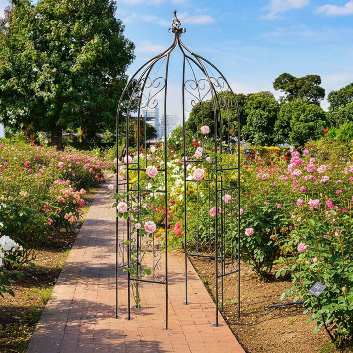 アーチ アイアンハーフアーチオベリスクキット ( ガーデンフェンス ハーフアーチ フェンス アイアン 柵 園芸 エクステリア 雑貨 花壇 庭 ベランダ バルコニー ガーデニング アイアンガーデンフェンス オベリスク ) 【ホワイト】 ホワイト