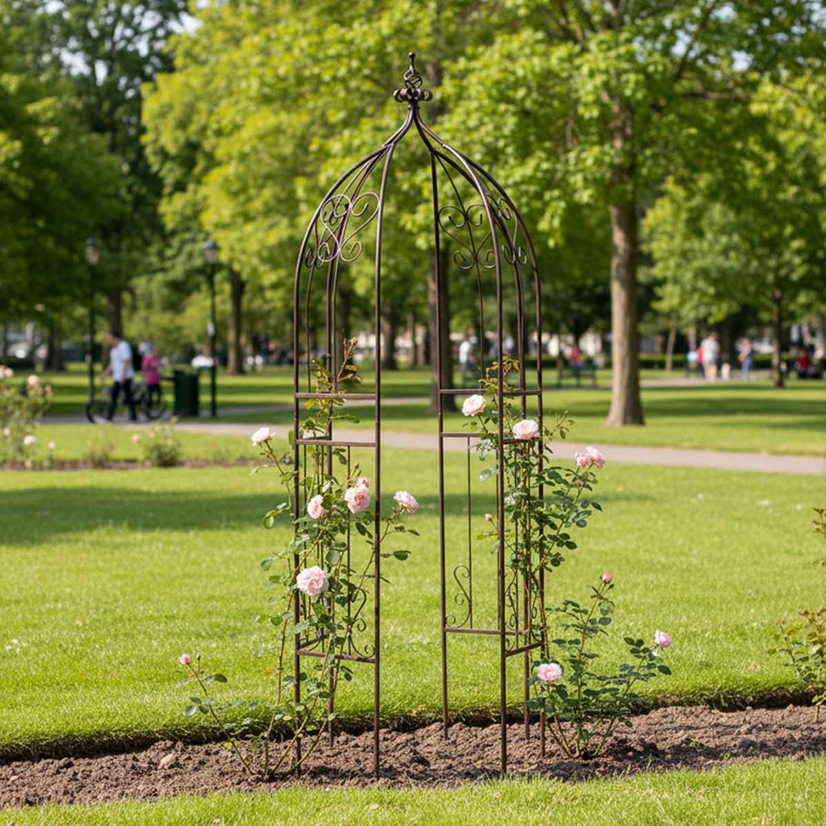 アーチ アイアンハーフアーチオベリスクキット ( ガーデンフェンス ハーフアーチ フェンス アイアン 柵 園芸 エクステリア 雑貨 花壇 庭 ベランダ バルコニー ガーデニング アイアンガーデンフェンス オベリスク ) 【ホワイト】 ホワイト
