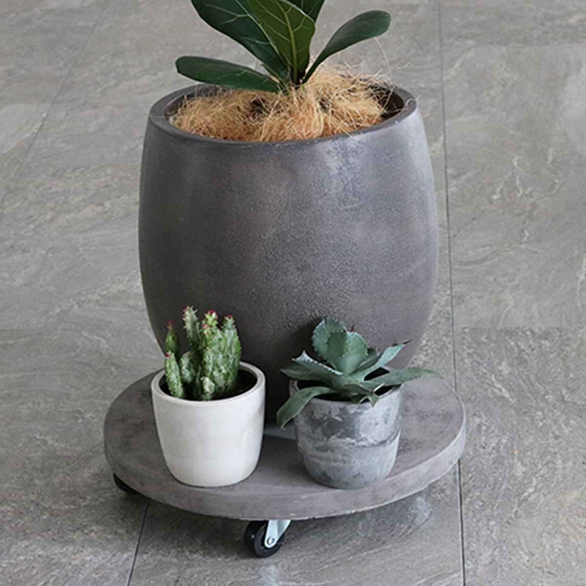 プランター セメント製キャスター付きプランターキャリー36cm ( 花台 プランター台 フラワーラック 飾り台 プランターラック フラワー スタンド 室内 飾る 台 脚付き 置く 植物 観葉植物 花 園芸 インテリア ) 【ホワイト】 ホワイト