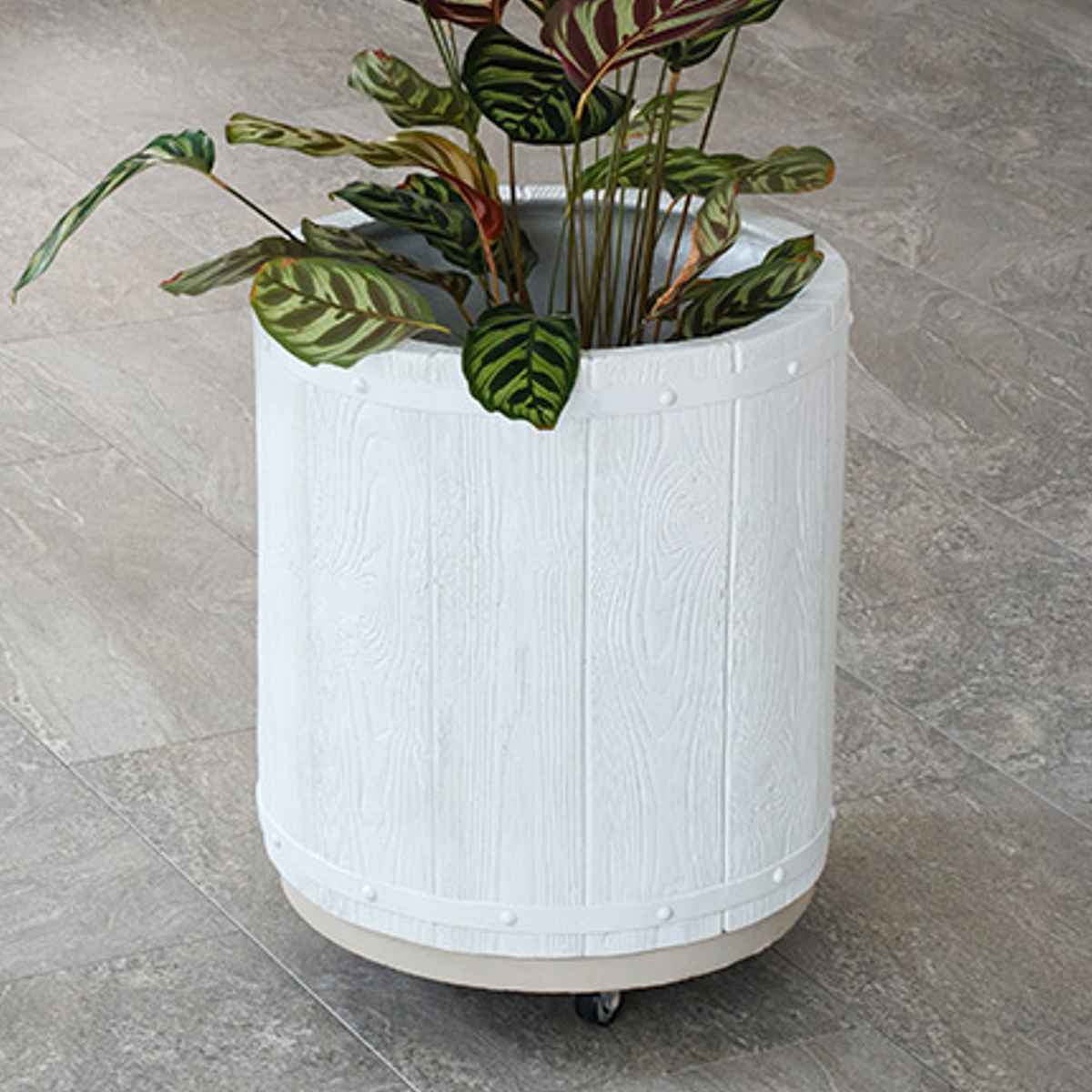プランター セメント製キャスター付きプランターキャリー36cm ( 花台 プランター台 フラワーラック 飾り台 プランターラック フラワー スタンド 室内 飾る 台 脚付き 置く 植物 観葉植物 花 園芸 インテリア ) 【ホワイト】 ホワイト