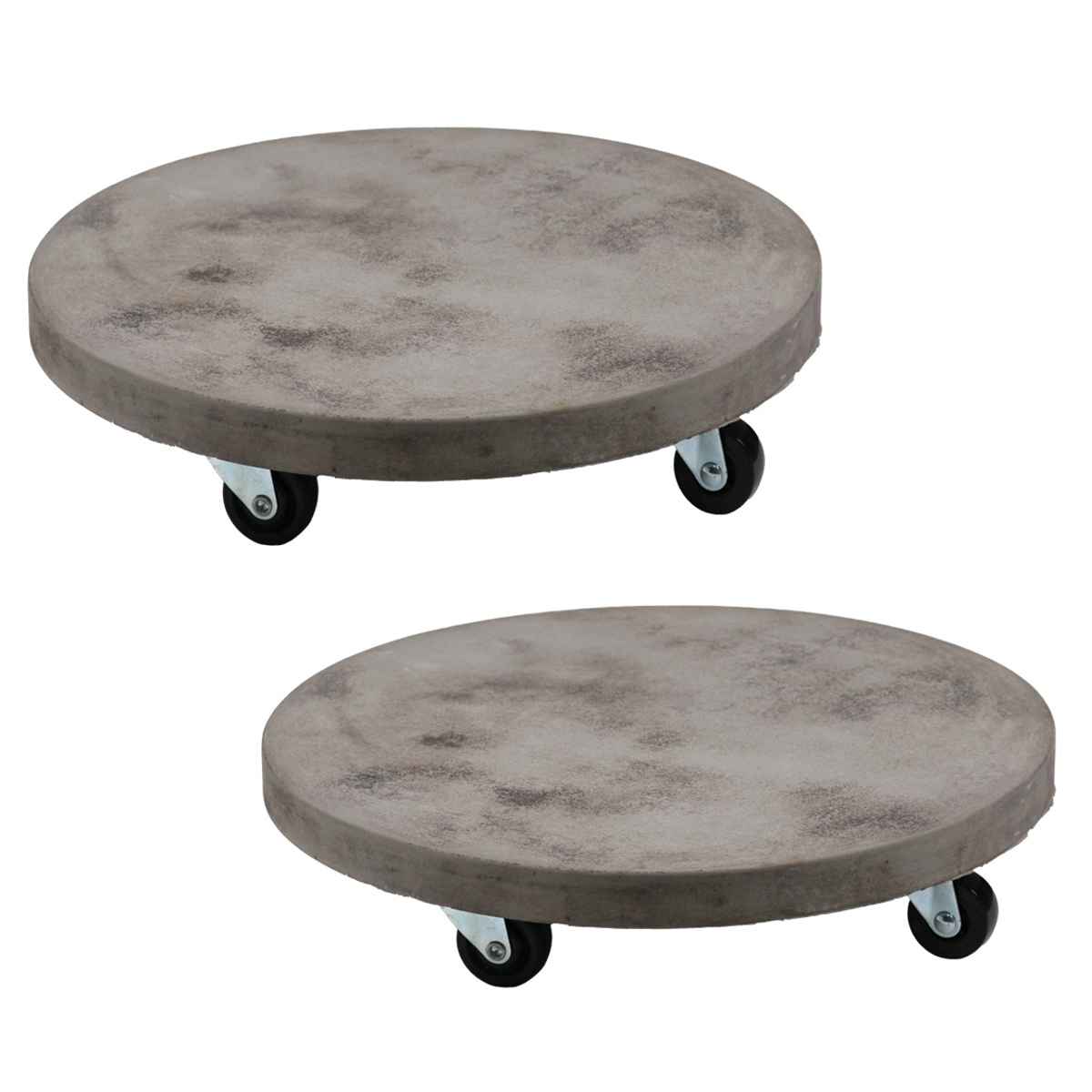 プランター セメント製キャスター付きプランターキャリー36cm 2台組 ( 花台 プランター台 フラワーラック 飾り台 プランターラック フラワー スタンド 室内 飾る 台 脚付き 置く 植物 観葉植物 花 園芸 インテリア ) 【グレー】 グレー