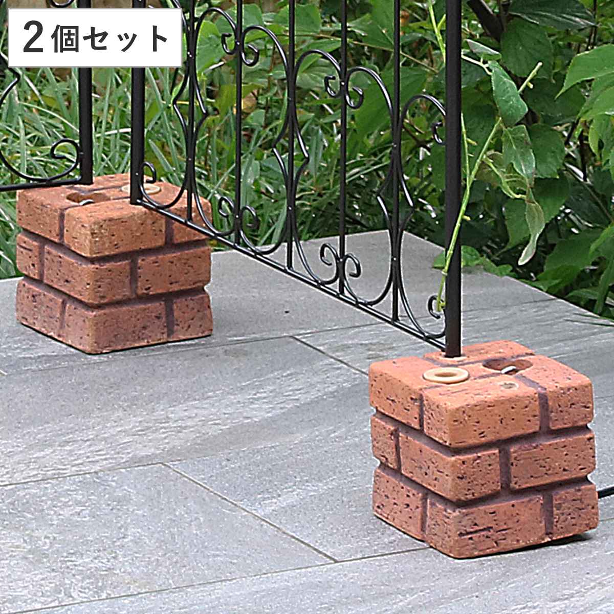 ブロック レンガ調 多機能ブロックウェイト 5kg 2個組 ( 荷重ブロック 固定 固定用 パーツ ブロックウェイト 重り ウェイト フェンス 取り付け バルコニーフェンス ガーデニング 目隠し ガーデンフェンス テラス 屋上 屋外 )