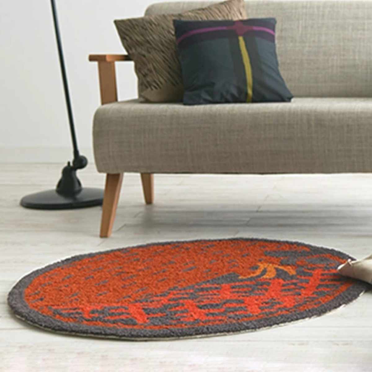 ラグ スミノエ 円形 ネクストホーム インテリアマット バナナマニア 90x90cm ( ラグマット センターラグ 絨毯 じゅうたん 防ダニ 床暖房対応 防炎 リビング 寝室 インテリア )