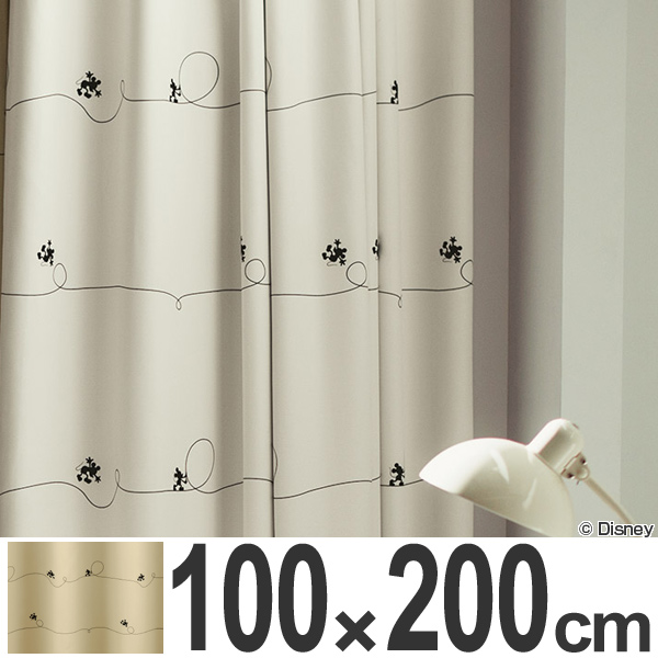 カーテン 遮光カーテン スミノエ ミッキー ライン 100×200cm （ 送料無料 ディズニー ドレープカーテン ミッキーマウス ミッキー D
