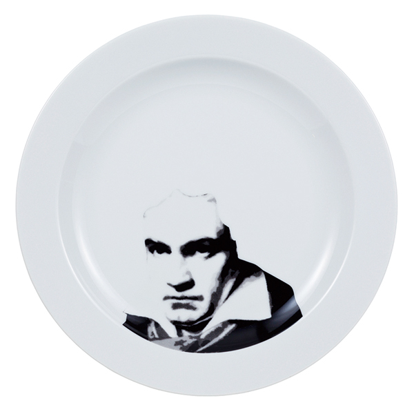 プレート 24cm フェイスデッシュ モノクロ 皿 食器 洋食器 陶器 日本製 ベートーベン ( 中皿 盛り付け アート パスタプレート メイン皿 平皿 リム皿 パスタ サラダ 盛り皿 ユニーク おもしろ ) 【アインシュタイン】 アインシュタイン