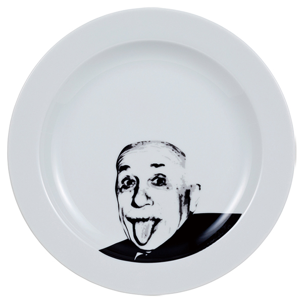 プレート 24cm フェイスデッシュ モノクロ 皿 食器 洋食器 陶器 日本製 ベートーベン ( 中皿 盛り付け アート パスタプレート メイン皿 平皿 リム皿 パスタ サラダ 盛り皿 ユニーク おもしろ ) 【アインシュタイン】 アインシュタイン