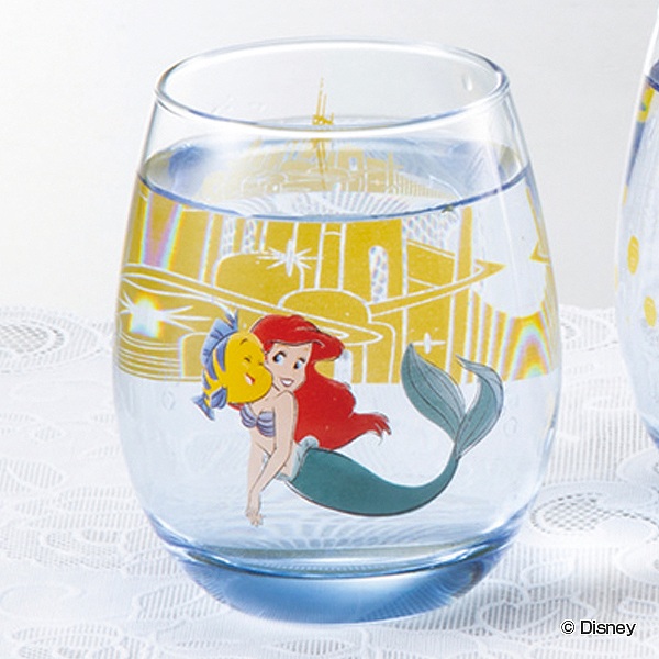 グラス 330ml 3Ｄ アリエル コップ ガラス 日本製 キャラクター （ ガラスコップ 丸い タンブラー ディズニー プリンセス リトル・マーメ