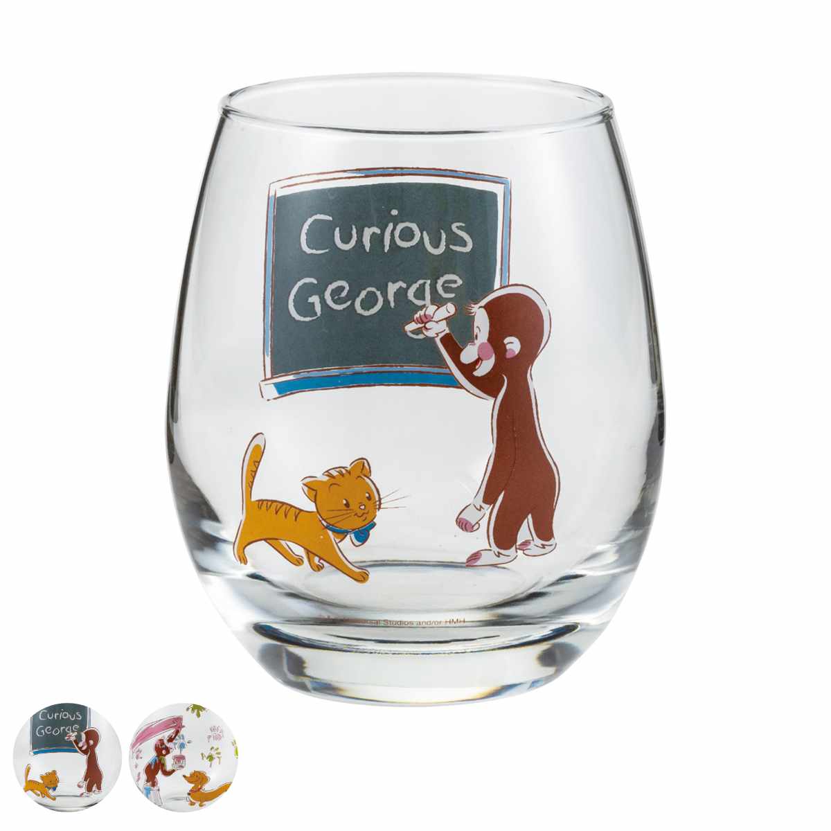 グラス 330ml おさるのジョージ 3Dグラス ガラス ( ガラスコップ ガラスタンブラー カップ コップ タンブラー ガラス製 食器 ガラス食器 お茶 ジュース お酒 立体的 かわいい キャラクター )【 ハンドリー 】 ハンドリー