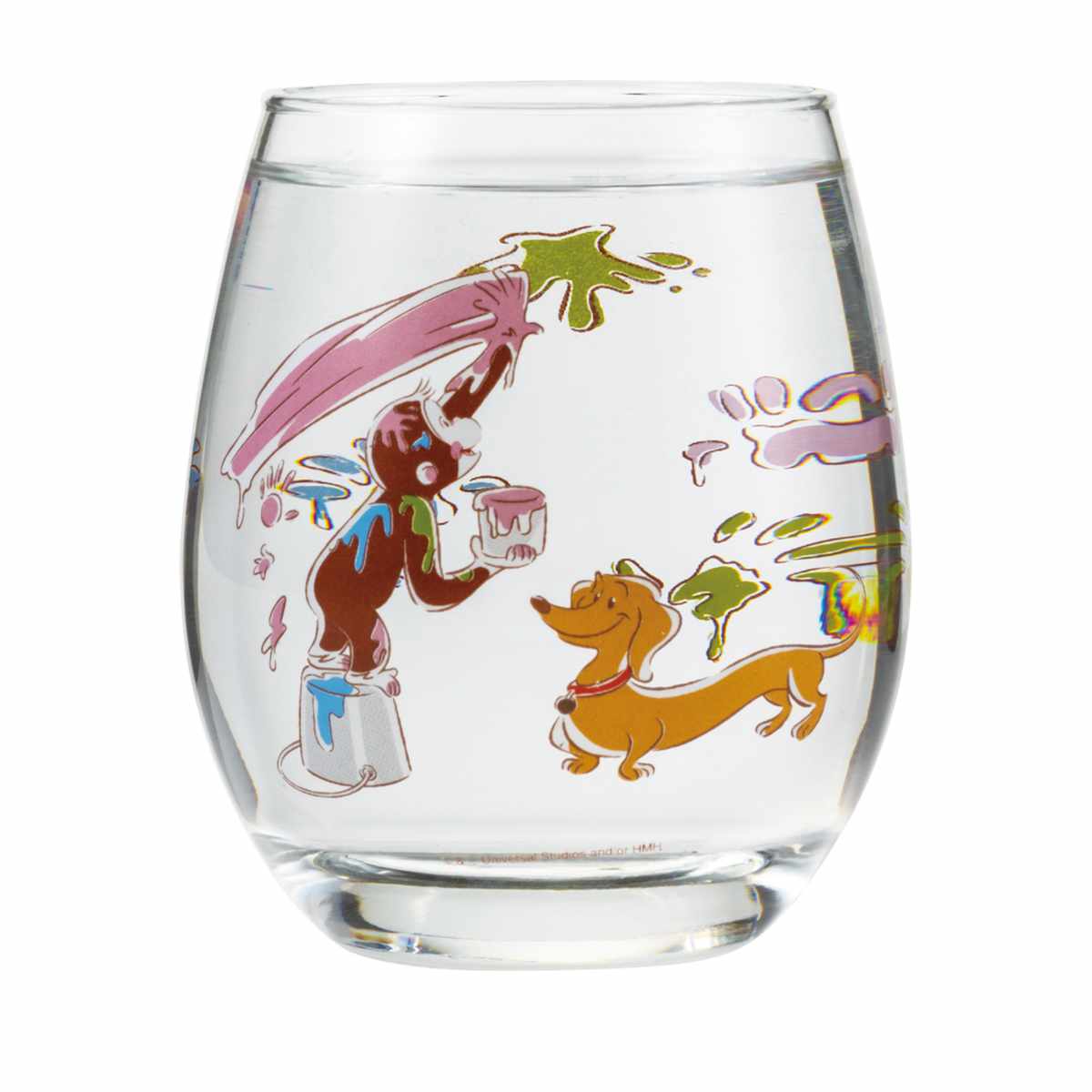 グラス 330ml おさるのジョージ 3Dグラス ガラス ( ガラスコップ ガラスタンブラー カップ コップ タンブラー ガラス製 食器 ガラス食器 お茶 ジュース お酒 立体的 かわいい キャラクター )【 ハンドリー 】 ハンドリー