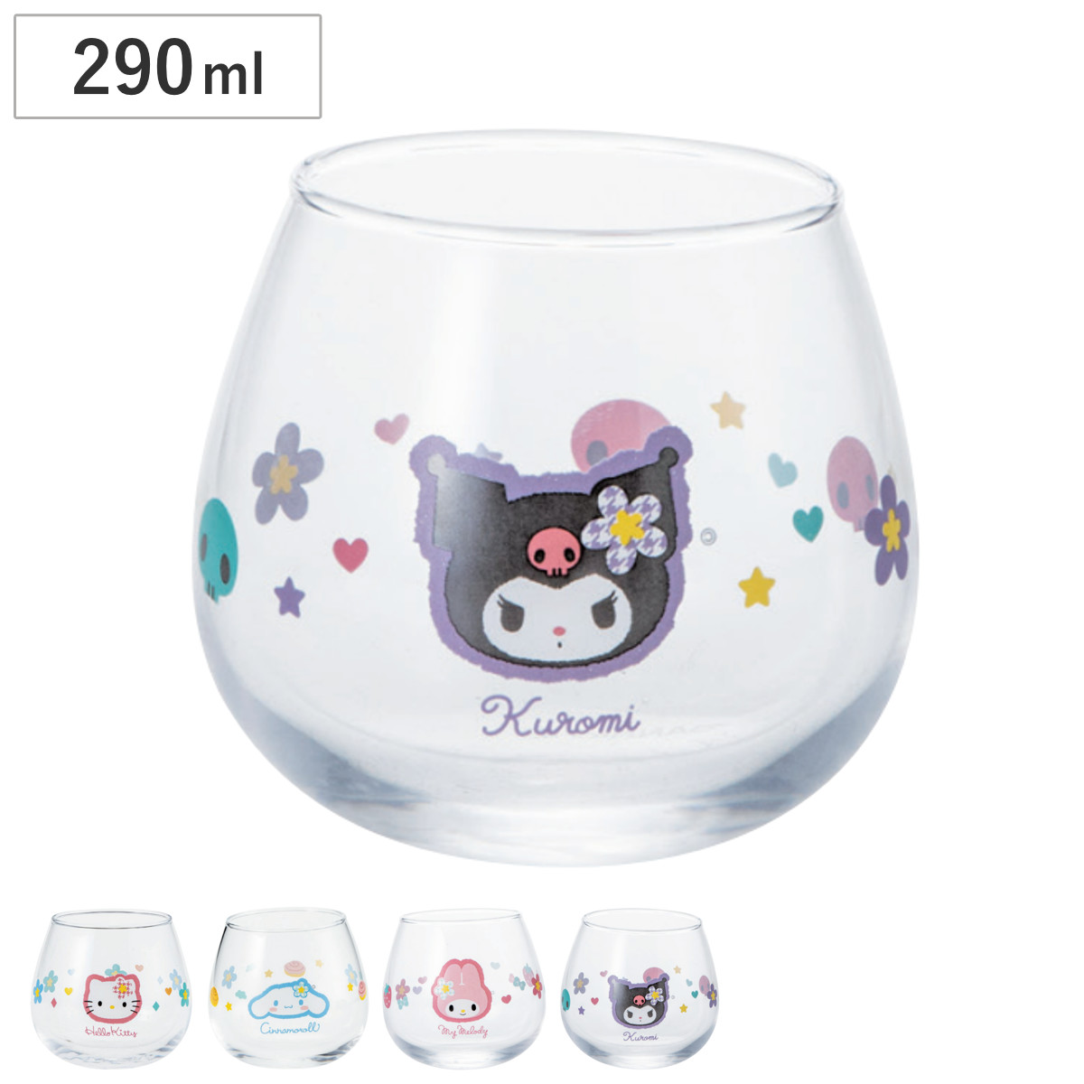 グラス 290ml ゆらゆらグラス サンリオ ( ガラス コップ キャラクター 日本製 かわいい グッズ 雑貨 ハローキティ シナモロール マイメロディ クロミ ) 【ハローキティ】