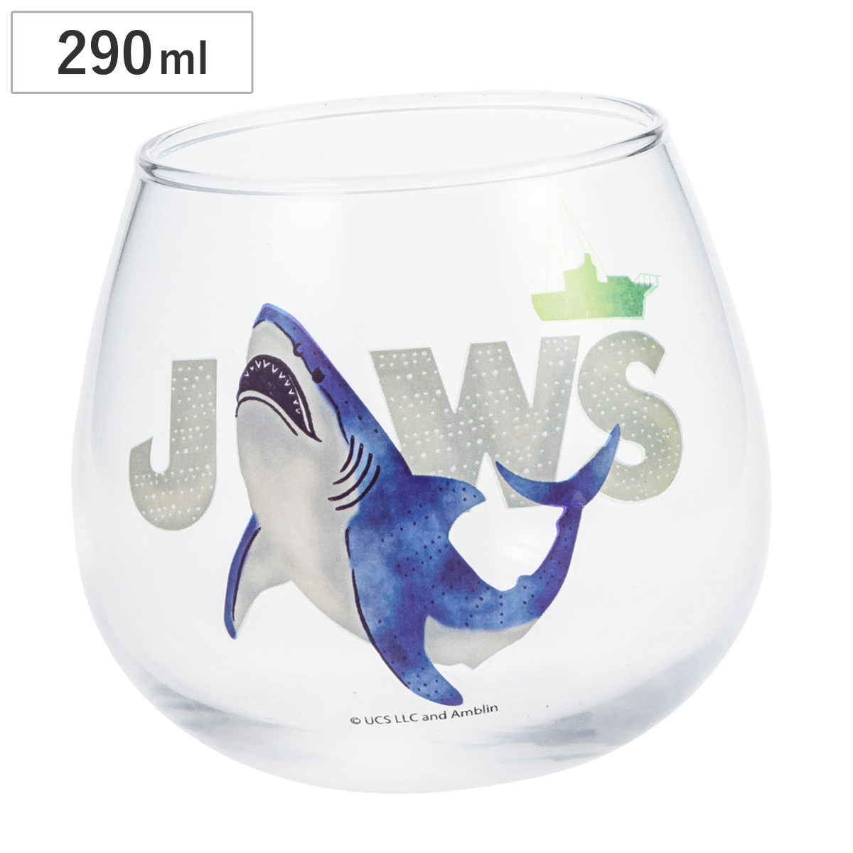 グラス 290ml ゆらゆらグラス ジョーズ （ ガラス 日本製 コップ タンブラー キャラクター かわいい サメ 鮫 ）