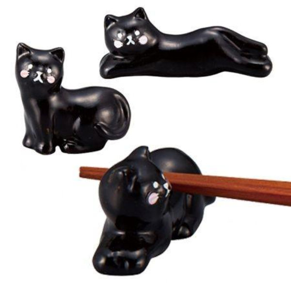 箸置き くろねこ 3個セット ( 箸おき はしおき カトラリーレスト おもしろ雑貨 箸置 )