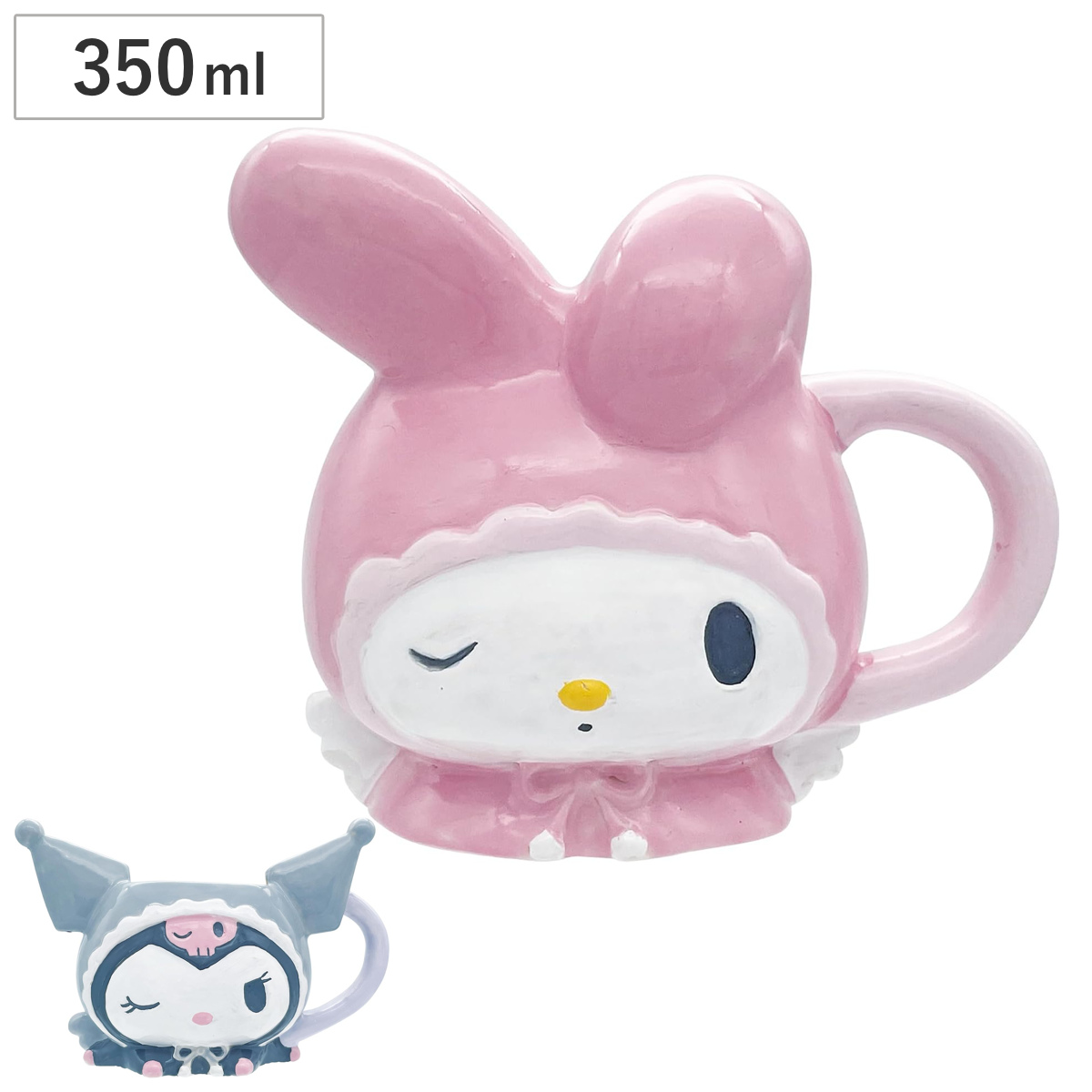 マグカップ フェイスマグ ホワイトエンジェル ブラックエンジェル ( マイメロディ クロミ 350ml 磁器 マグ マグコップ フェイス カップ キャラクター マイメロ サンリオ キャラ 食器 かわいい ) 【クロミ】