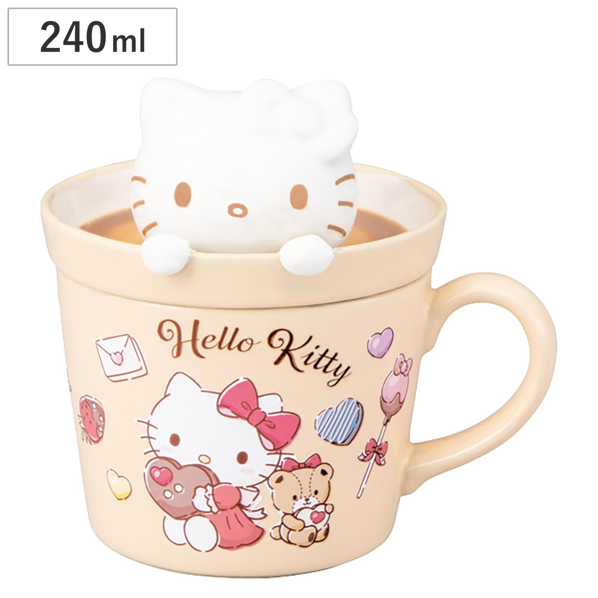 マグカップ ラテアートマグ ハローキティ ( 240ml 磁器 マグ マグコップ 蓋付き カップ キャラクター キティ サンリオ キャラ 食器 かわいい )