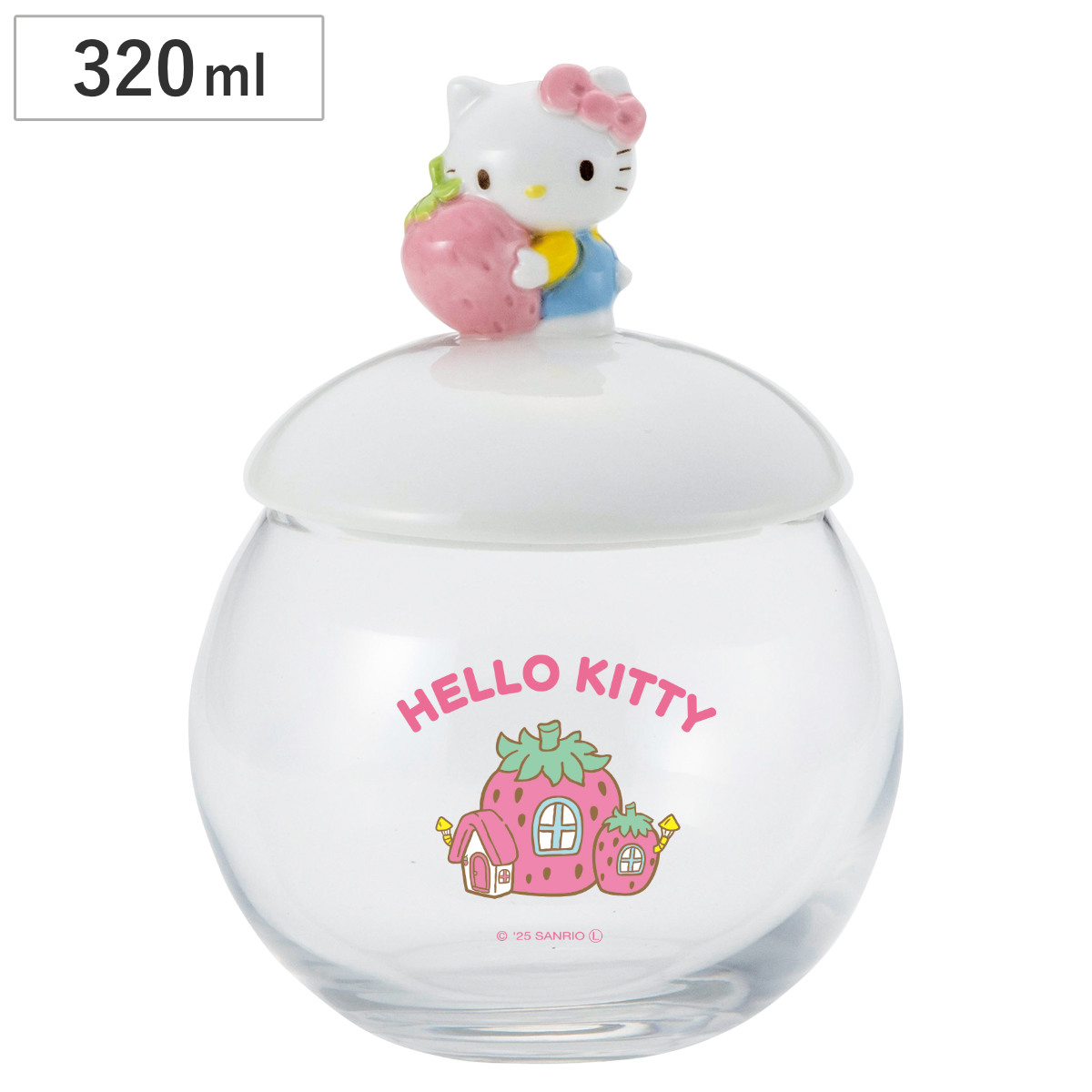 保存瓶 キャンディポット いちごのおうち キティ （ ハローキティ キャニスター ガラス保存容器 いちご 蓋付き サンリオ 保存ビン ガラス容器 小物入れ ガラスポット インテリア ）