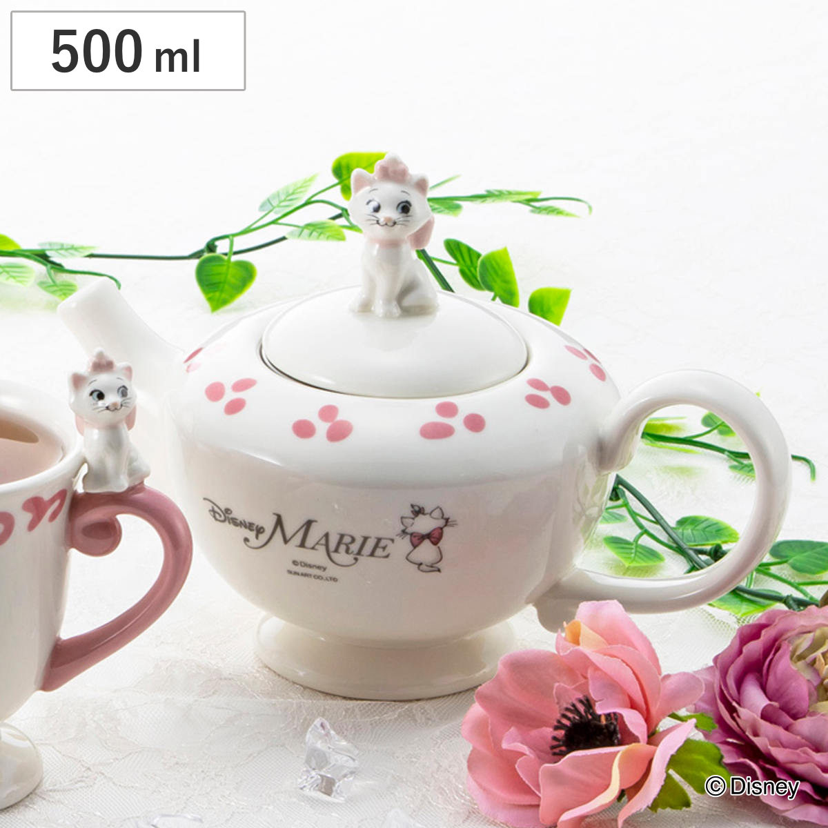 ティーポット フィギュア付きティーポット マリー （ 500ml 磁器 ポット 急須 ハーブティー お茶 緑茶 紅茶 ディズニー キャラクター かわいい おしゃれ プレゼント ギフト ）
