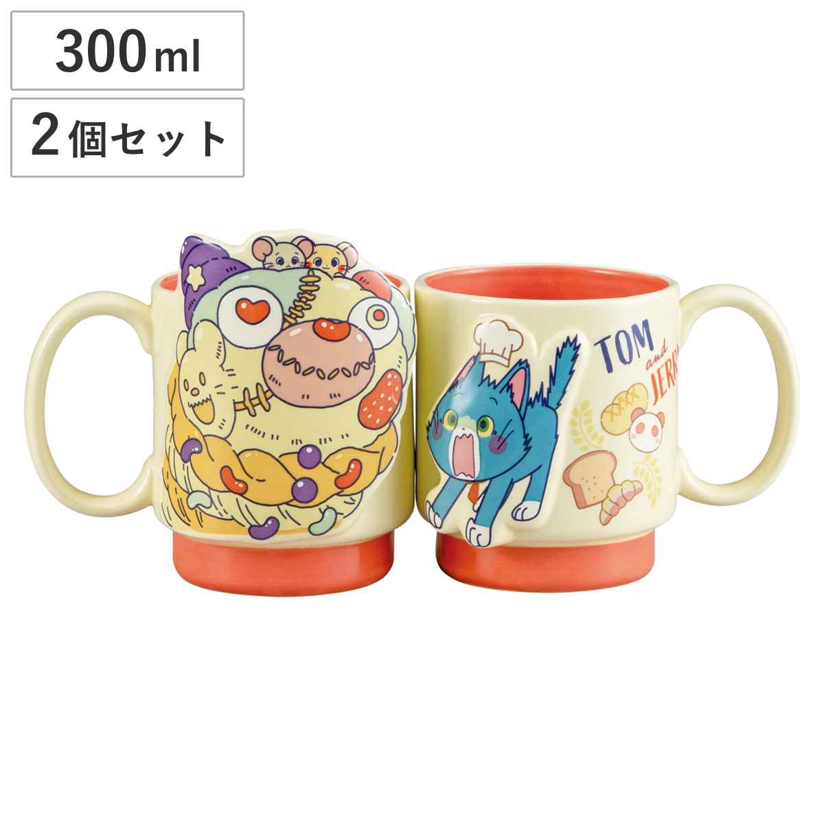 マグカップ ペアマグカップ ベーカリー とむとじぇりーごっこ （ 300ml ペア セット 磁器 マグ マグコップ カップ 食器 トムとジェリー キャラクター かわいい おしゃれ プレゼント ）