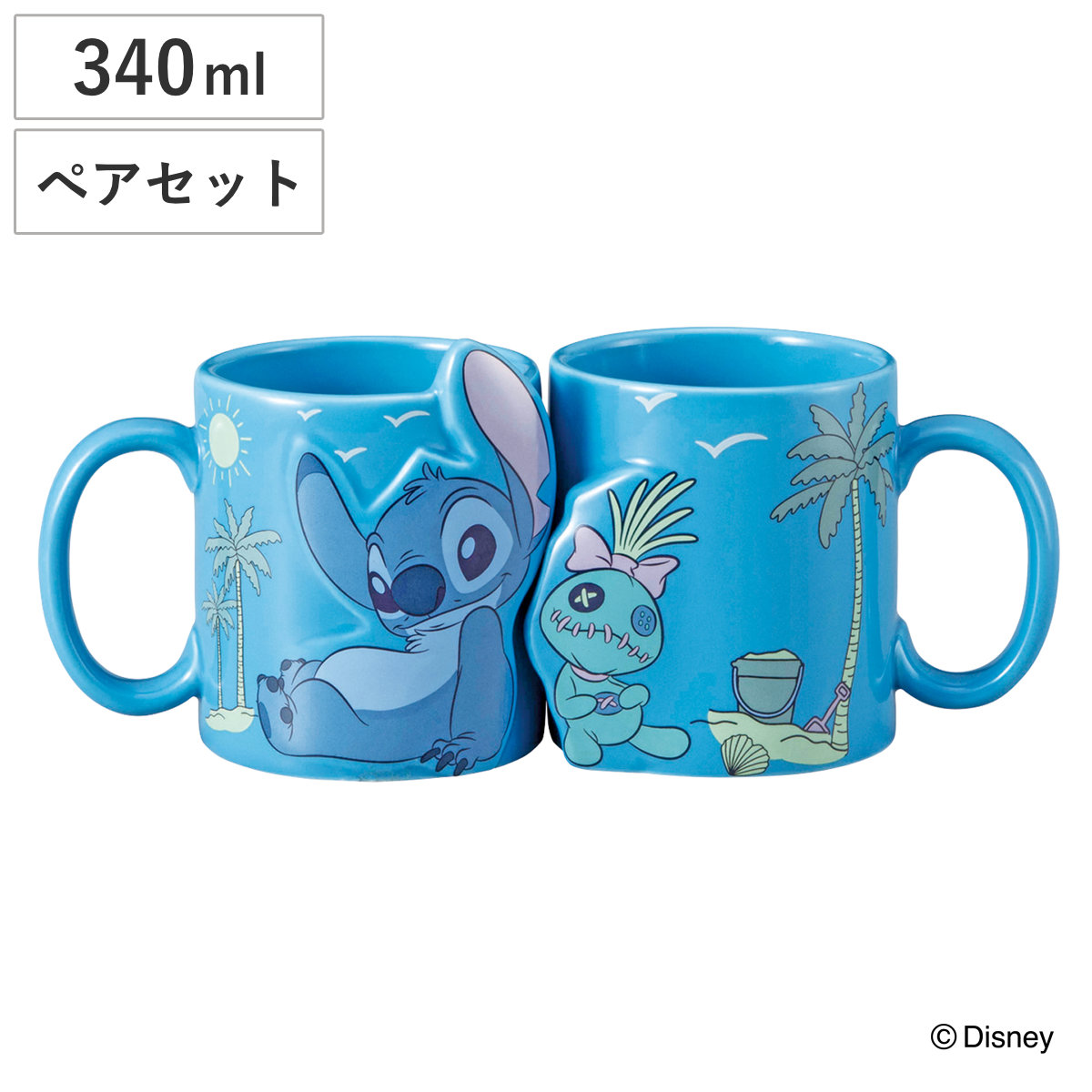 マグカップ ペアマグ スティッチ＆スクランプ （ ペアセット 340ml 磁器 マグ マグコップ カップ ディズニー キャラクター リロ＆スティッチ スティッチ スクランプ キャラマグ かわいい ）