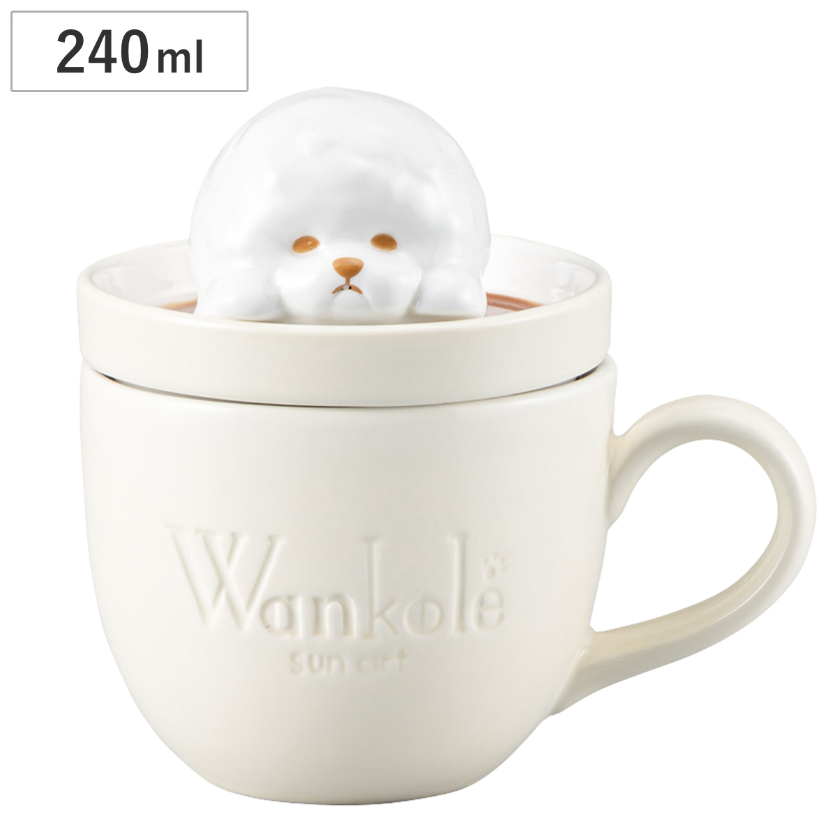 マグカップ ラテアートマグ ビションフリーゼ （ 240ml マグ マグコップ カップ 食器 キャラ キャラクター 磁器 ふわふわ もこもこ キュート かわいい 癒し ）