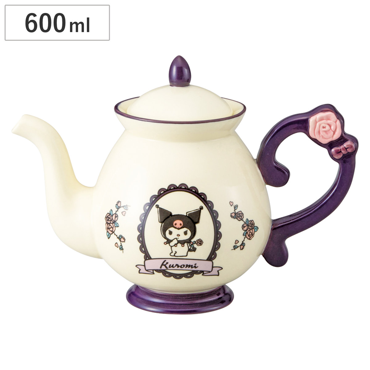 ティーポット フラワーレトロ クロミ ( 600ml 磁器 ポット 急須 ハーブティー お茶 緑茶 紅茶 キャラクター クロミちゃん サンリオ キャラ かわいい レトロ )