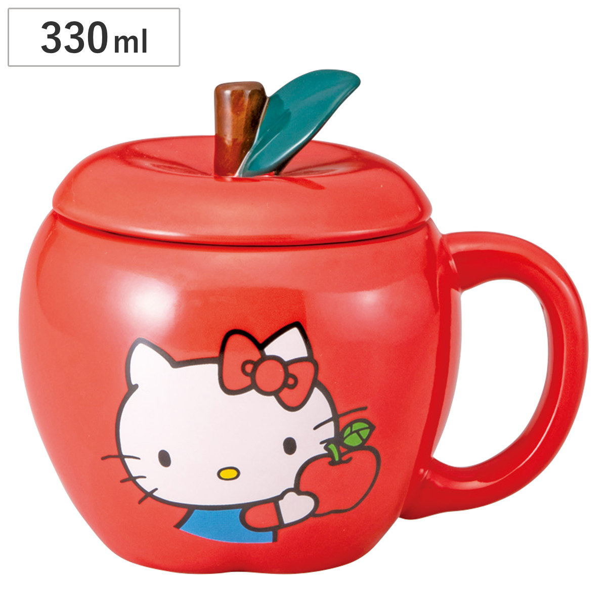 マグカップ リンゴマグ ハローキティ ( 330ml 磁器 マグ マグコップ 蓋付き カップ キャラクター キティ りんごモチーフ サンリオ キャラ かわいい )