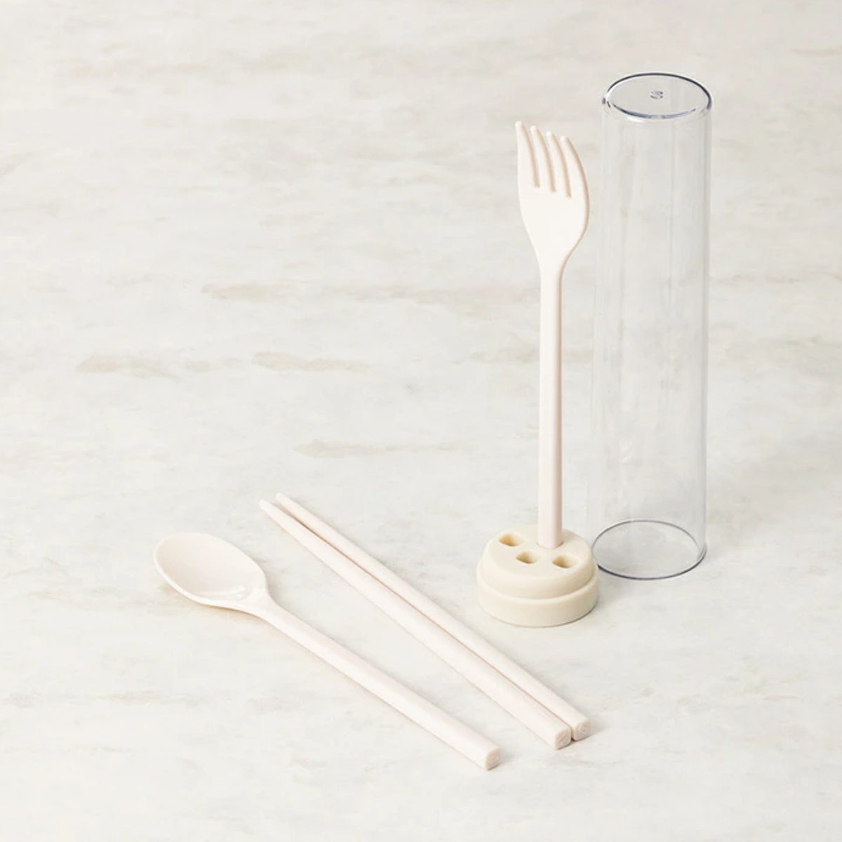 ポータブルカトラリーセット 箸 スプーン ( カトラリー お弁当 お箸 フォーク 携帯 プラスチック 食洗機対応 食洗機OK キャンプ エコ アウトドア 持ち運び おしゃれ 通勤 通学 ) 【カーキ】 カーキ